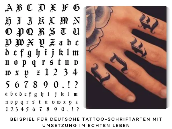 Beispiel für deutsche Tattoo-Schriftarten mit Umsetzung im echten Leben