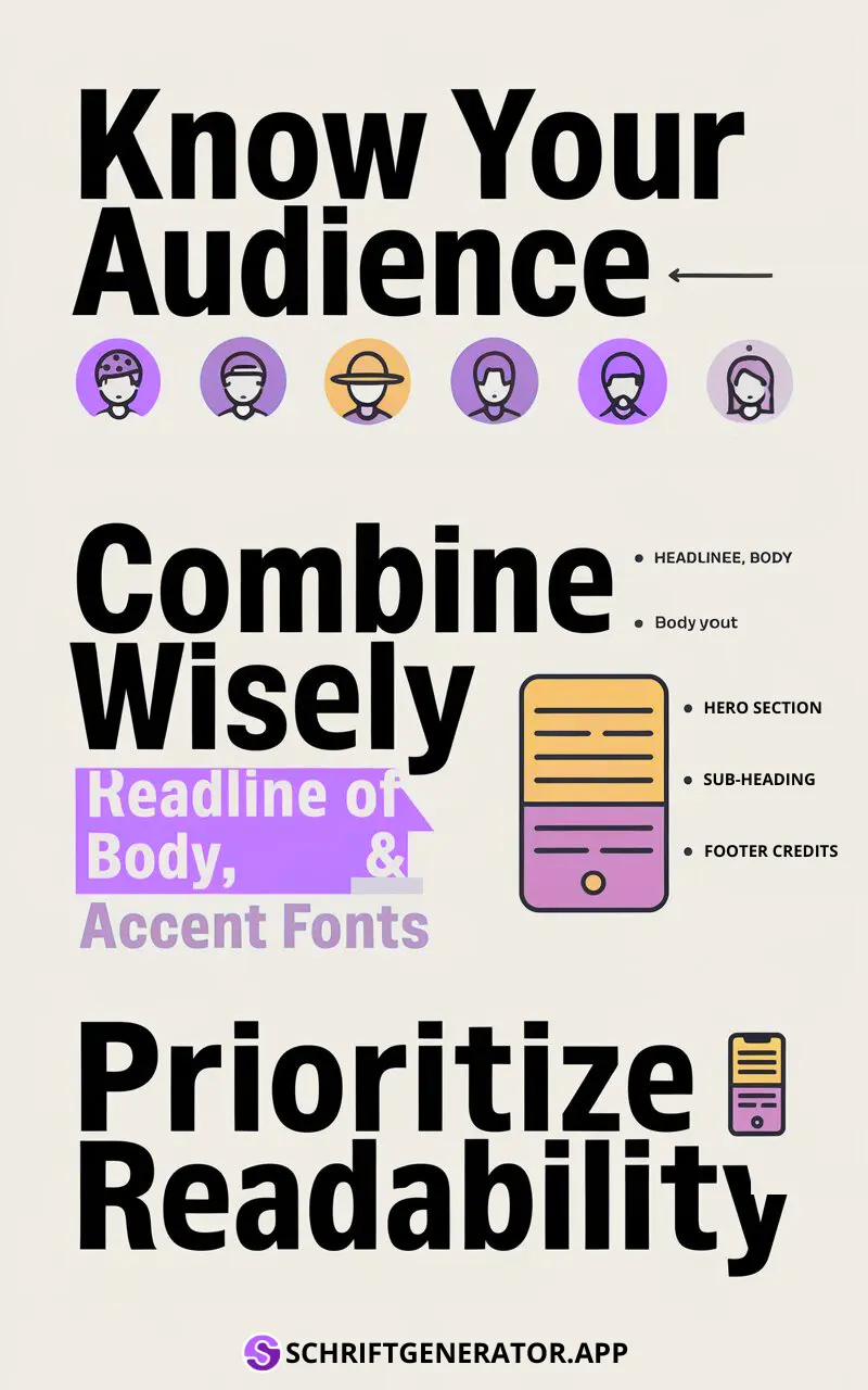 Infografik zur richtigen Verwendung ausgefallener Schriftarten