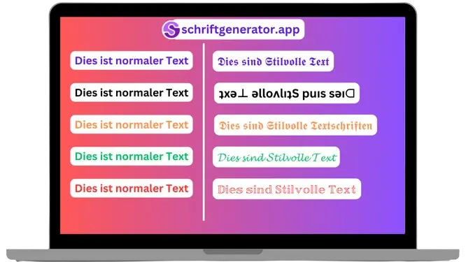 Ein Laptop, der normalen Text und ausgefallene Schriftarten anzeigt