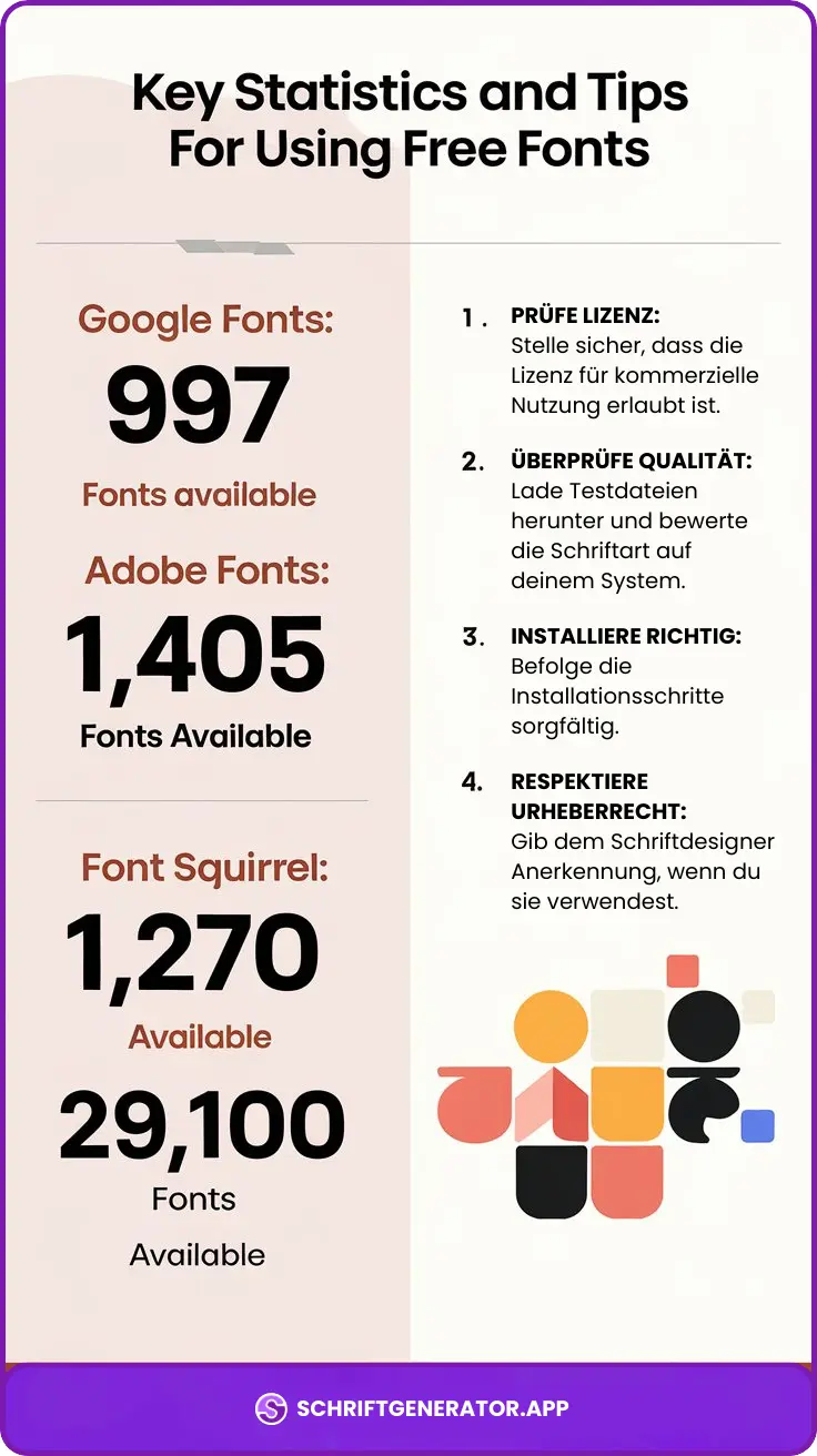 Infografik mit Schriftartstatistiken und Tipps